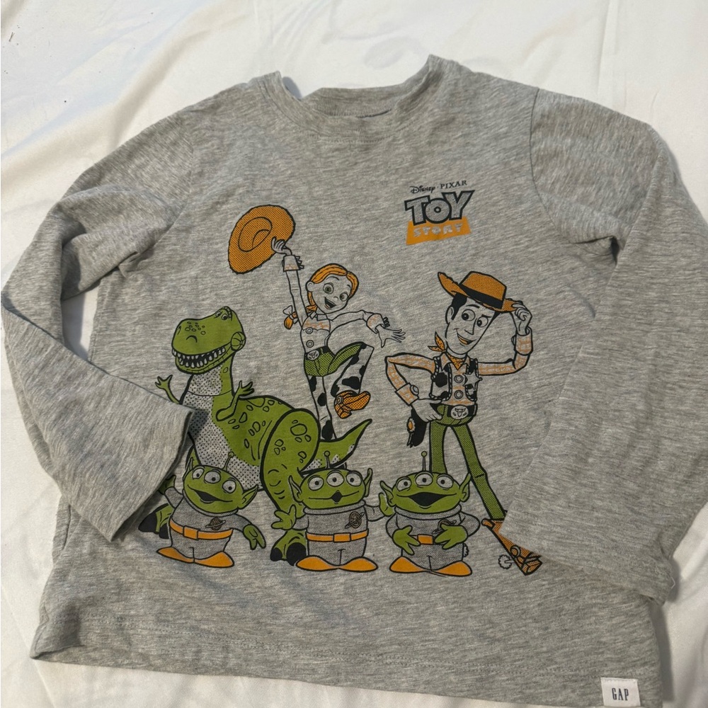 Gap Disney Pixar Toy Story Gray Kids Long Sleeve Tee